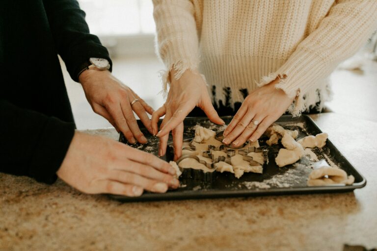 couple cooking together in their kitchen